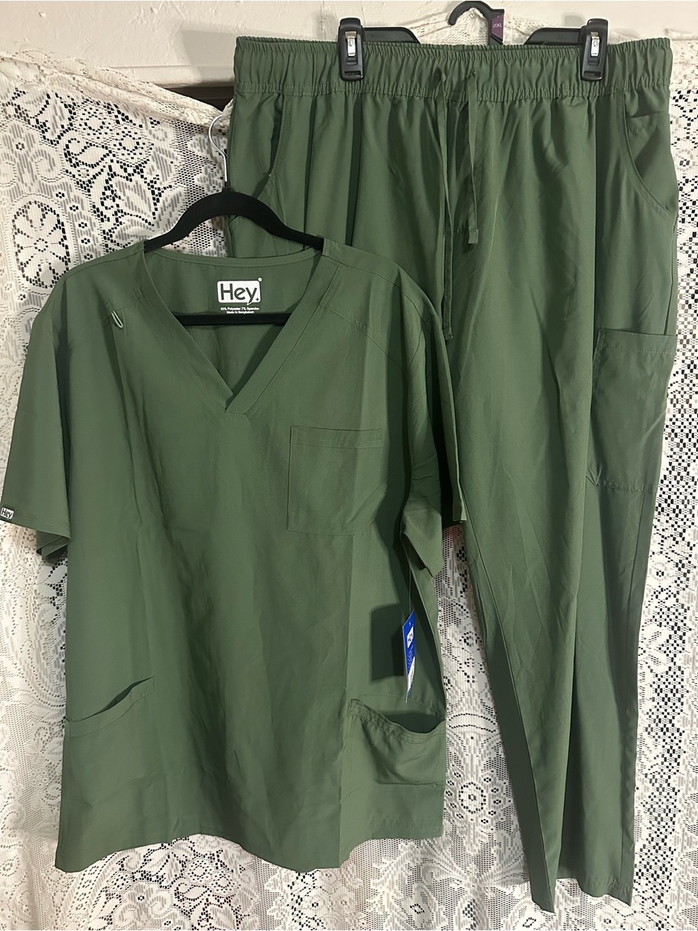 Hey! Olive Green Scrub Set Pants & Top